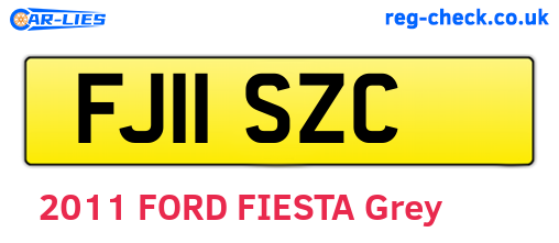 FJ11SZC are the vehicle registration plates.