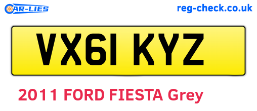 VX61KYZ are the vehicle registration plates.