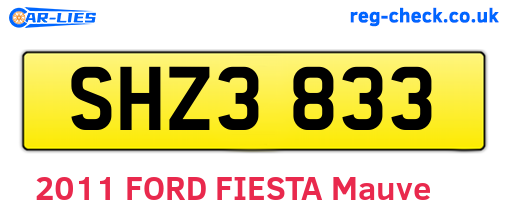 SHZ3833 are the vehicle registration plates.