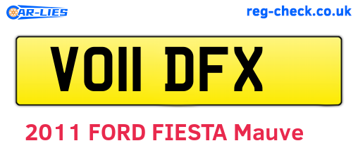 VO11DFX are the vehicle registration plates.