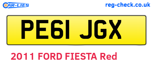 PE61JGX are the vehicle registration plates.