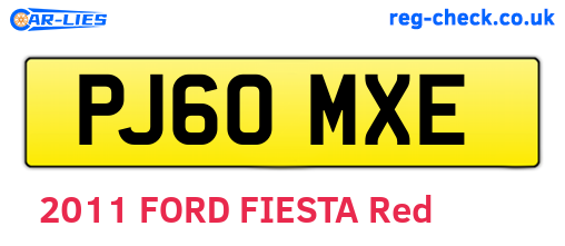 PJ60MXE are the vehicle registration plates.