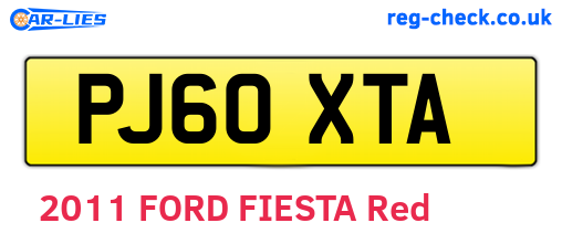 PJ60XTA are the vehicle registration plates.