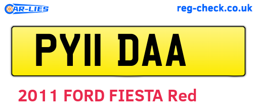 PY11DAA are the vehicle registration plates.