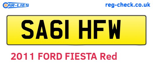 SA61HFW are the vehicle registration plates.