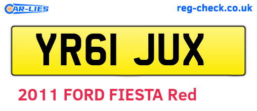 YR61JUX are the vehicle registration plates.