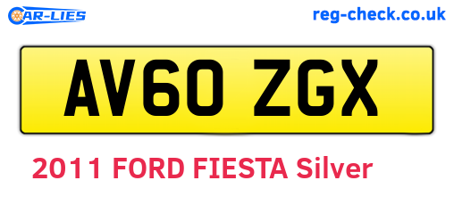 AV60ZGX are the vehicle registration plates.