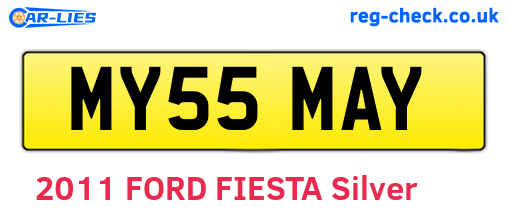 MY55MAY are the vehicle registration plates.