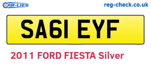 SA61EYF are the vehicle registration plates.