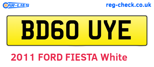 BD60UYE are the vehicle registration plates.