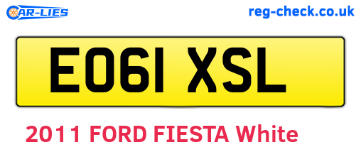EO61XSL are the vehicle registration plates.