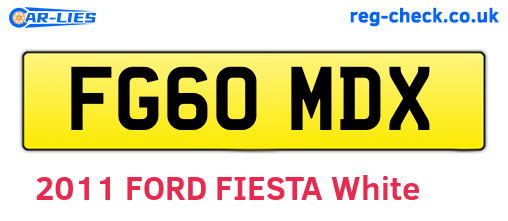 FG60MDX are the vehicle registration plates.