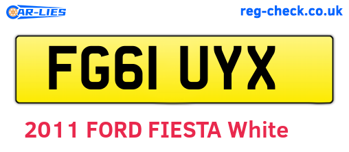 FG61UYX are the vehicle registration plates.