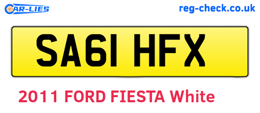 SA61HFX are the vehicle registration plates.