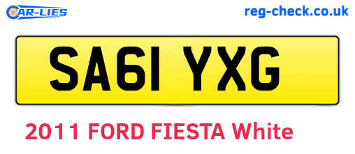 SA61YXG are the vehicle registration plates.