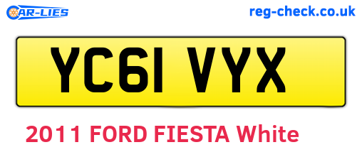 YC61VYX are the vehicle registration plates.