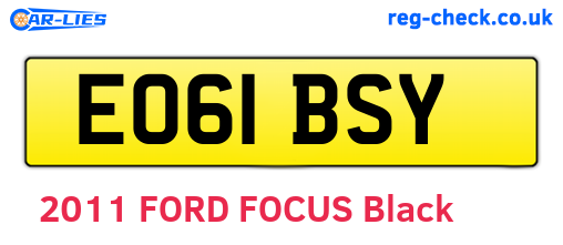 EO61BSY are the vehicle registration plates.