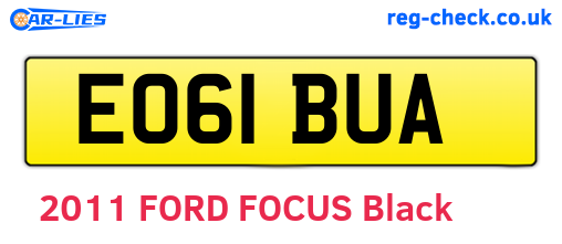 EO61BUA are the vehicle registration plates.