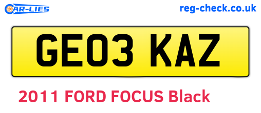 GE03KAZ are the vehicle registration plates.