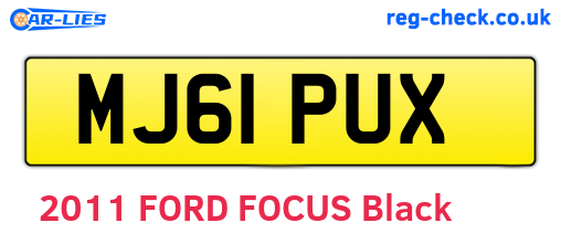 MJ61PUX are the vehicle registration plates.