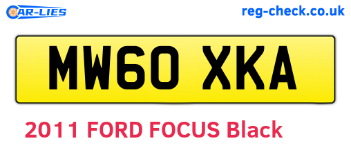 MW60XKA are the vehicle registration plates.