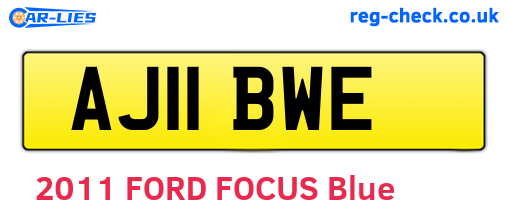 AJ11BWE are the vehicle registration plates.