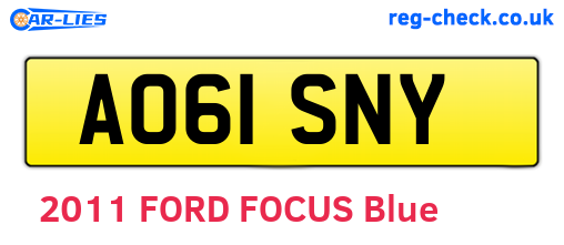 AO61SNY are the vehicle registration plates.