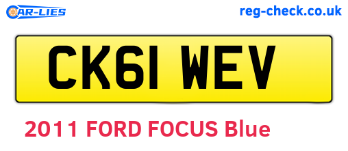 CK61WEV are the vehicle registration plates.