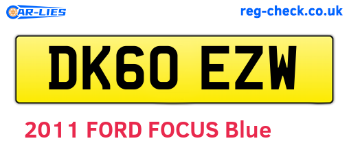 DK60EZW are the vehicle registration plates.