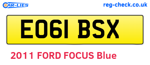 EO61BSX are the vehicle registration plates.