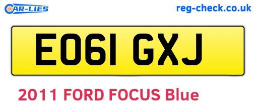 EO61GXJ are the vehicle registration plates.