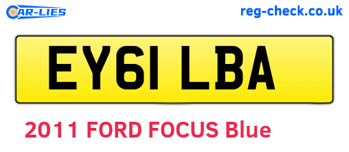 EY61LBA are the vehicle registration plates.