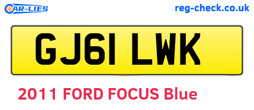 GJ61LWK are the vehicle registration plates.