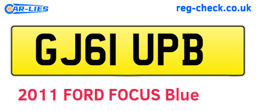 GJ61UPB are the vehicle registration plates.