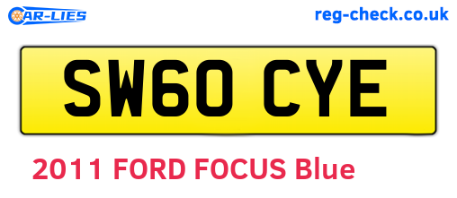 SW60CYE are the vehicle registration plates.