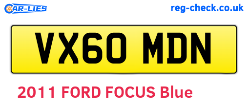 VX60MDN are the vehicle registration plates.
