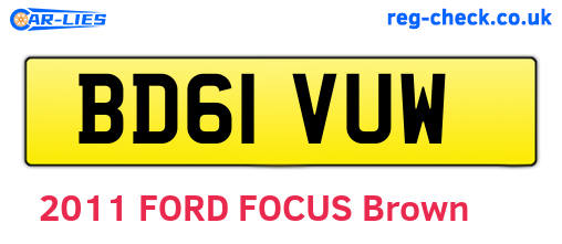 BD61VUW are the vehicle registration plates.