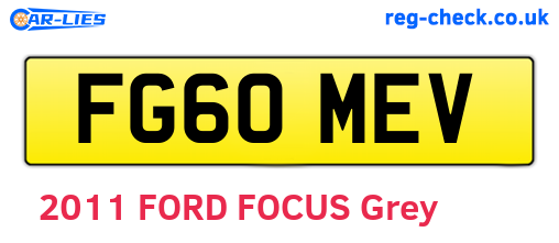 FG60MEV are the vehicle registration plates.