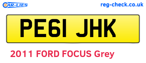 PE61JHK are the vehicle registration plates.
