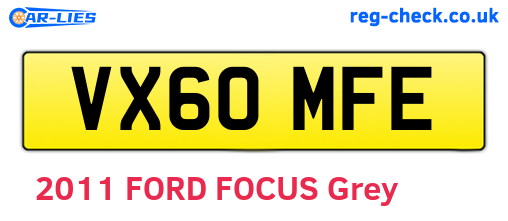 VX60MFE are the vehicle registration plates.