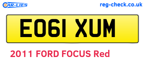 EO61XUM are the vehicle registration plates.