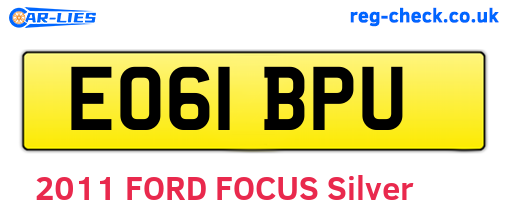 EO61BPU are the vehicle registration plates.