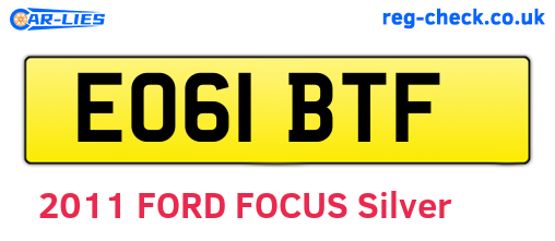 EO61BTF are the vehicle registration plates.
