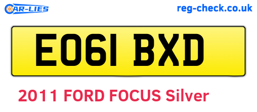 EO61BXD are the vehicle registration plates.