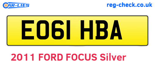 EO61HBA are the vehicle registration plates.