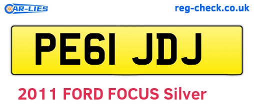 PE61JDJ are the vehicle registration plates.
