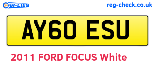 AY60ESU are the vehicle registration plates.