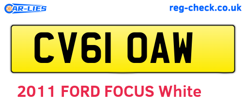 CV61OAW are the vehicle registration plates.