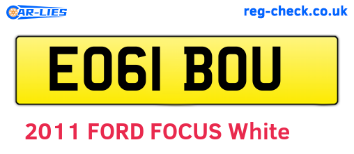 EO61BOU are the vehicle registration plates.