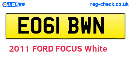 EO61BWN are the vehicle registration plates.